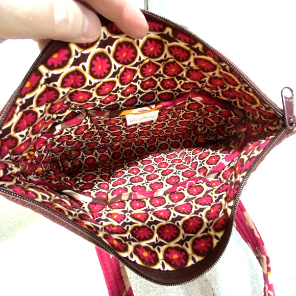 Vera Bradley Purse Carnaby 2009 Small Shoulder bag Tote Pink Orange Floral Quilt - Picture 7 of 9